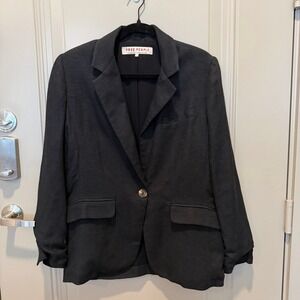 Free People‎ Linen Blazer Black Size XS